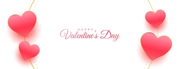 Happy valentines day love hearts decorative white banner