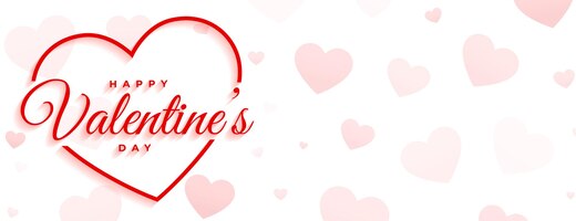Happy valentines day minimal white banner