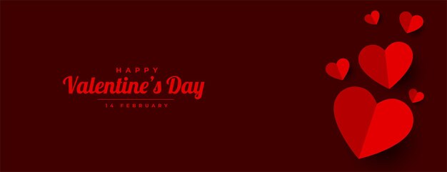 Happy valentines day paper hearts banner design