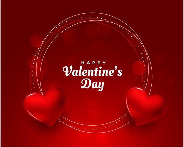 Happy valentines day red hearts frame background