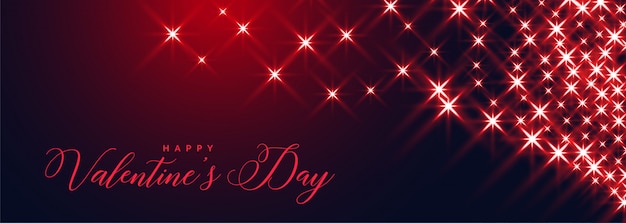 Happy valentines day sparkles banner beautiful design