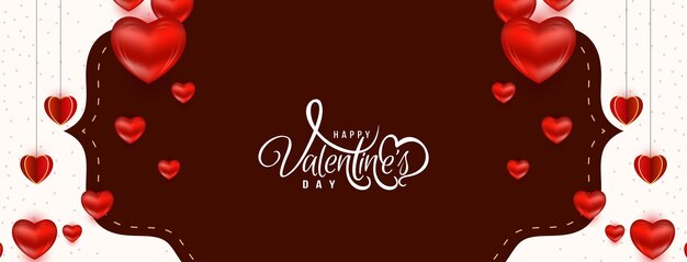 Happy valentines day text design decorative love banner design vector