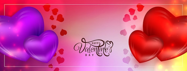 Happy Valentines day text design decorative love banner design vector