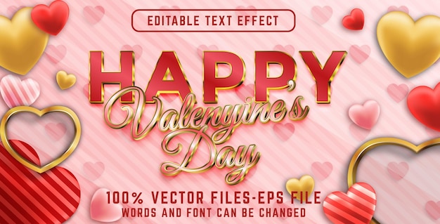 Happy valentines day  text effect valentine background vectors illustration