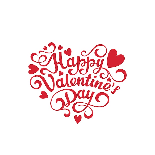 Happy Valentines day text Lettering heart shape