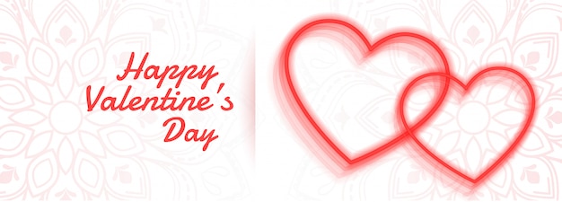 С Днем Святого Валентина две линии сердца баннер