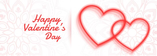 Happy valentines day two line hearts banner
