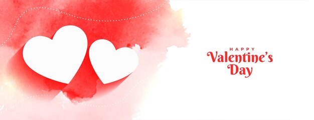 Happy valentines day watercolor banner 