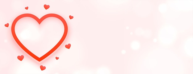 Happy valentines day white banner with red hearts and text space