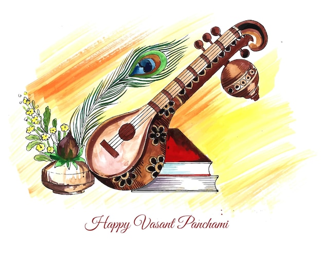 Free vector happy vasant panchami celebration card background