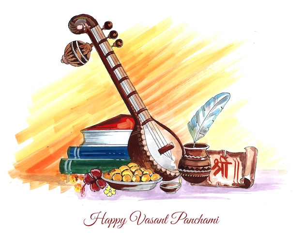 Happy vasant panchami празднование фона карты