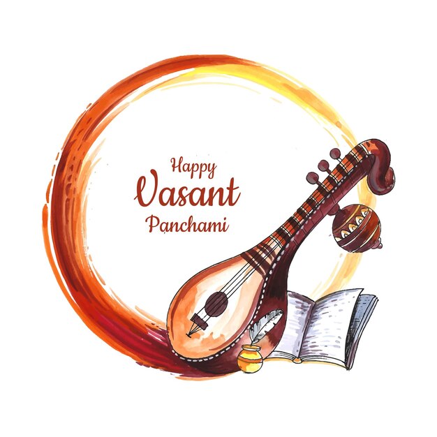 Happy vasant panchami hindu festival celebration card background