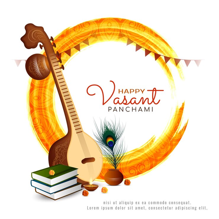 मुफ़्त वेक्टर happy vasant panchami indian cultural festival background design vector