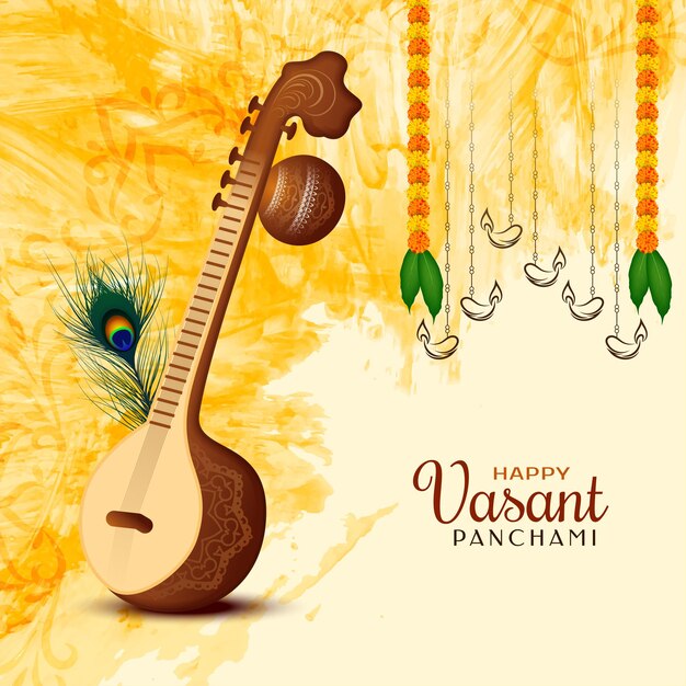 Happy Vasant Panchami Indian cultural festival background design vector