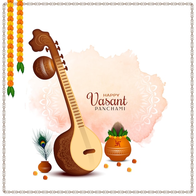 Free vector happy vasant panchami indian cultural festival background design vector