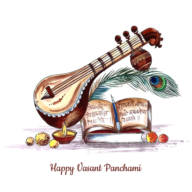 무료 벡터 해피 vasant panchami 인도 축제 배경