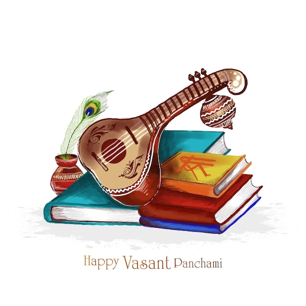Free vector happy vasant panchami indian festival background