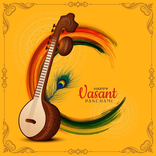 Индийский индуистский фестиваль Happy Vasant Panchami приветствует вектор этнического происхождения
