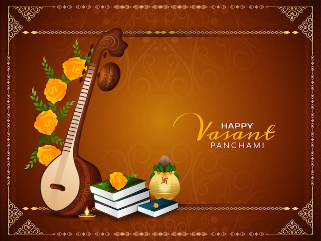 Free vector happy vasant panchami indian hindu festival greeting ethnic background