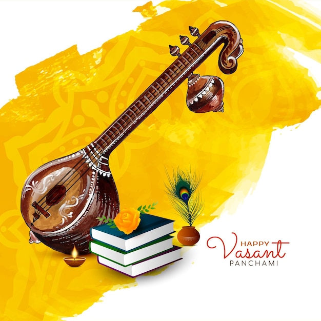 Happy vasant panchami indian religious festival background design