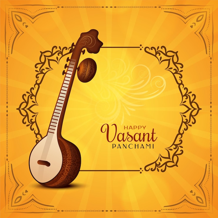 मुफ़्त वेक्टर happy vasant panchami traditional festival celebration background design vector
