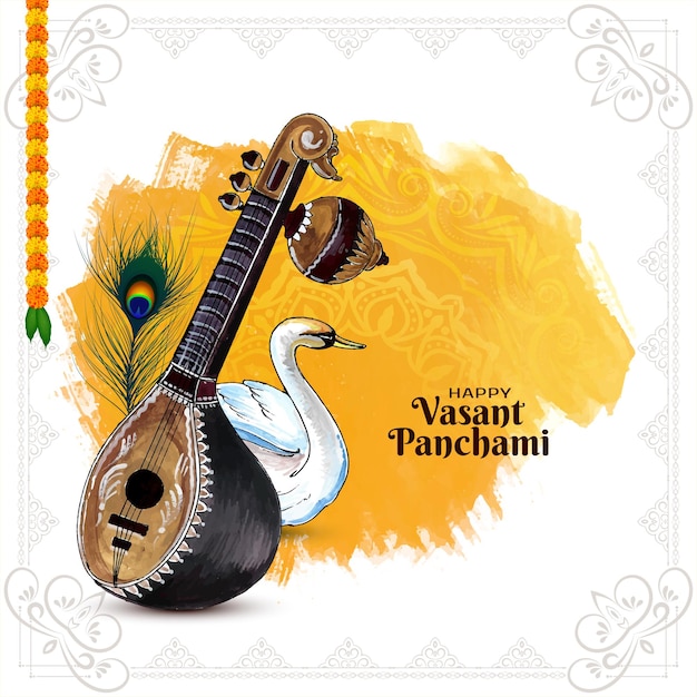 Happy vasant panchami 전통 인도 축제 배경 디자인
