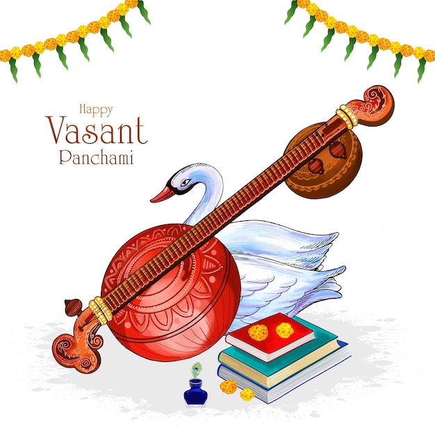 Free vector happy vasant panchami traditional indian festival card design