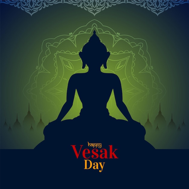 Happy Vesak day festival celebration background with lord Buddha design