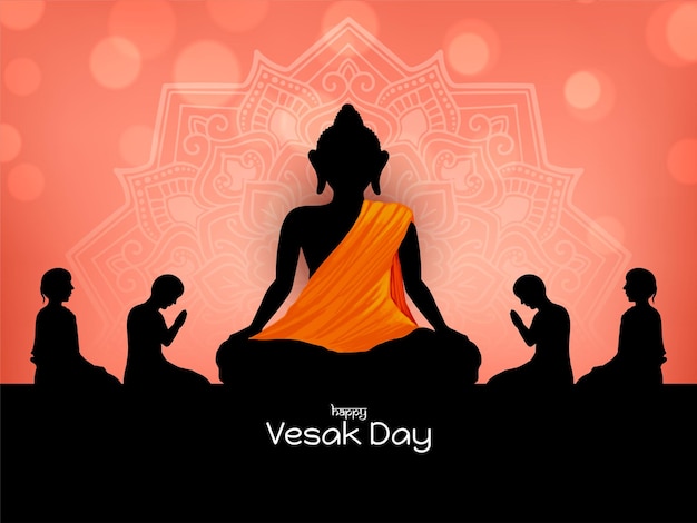 Free vector happy vesak day festival celebration background with lord buddha design