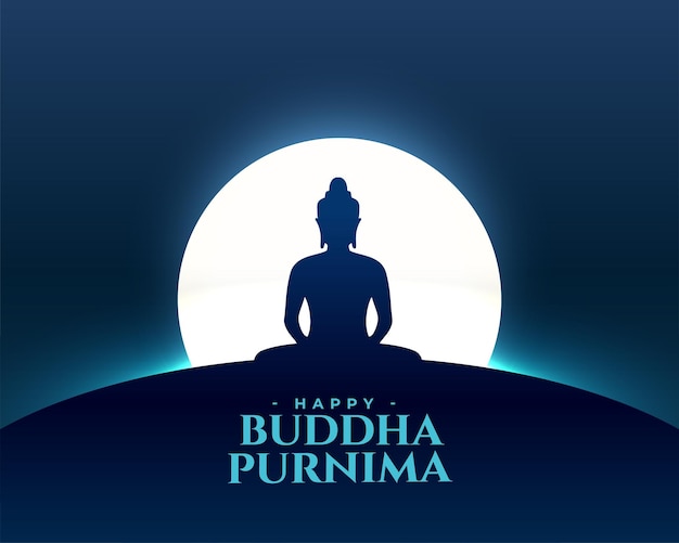 Happy vesak day or guru purnima background lord buddha in meditation