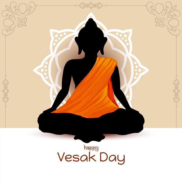 Happy vesak day or mahavir jayanti background with lord buddha