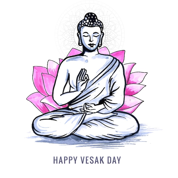 Бесплатное векторное изображение Счастливый день весак или фон карты будды пурнима