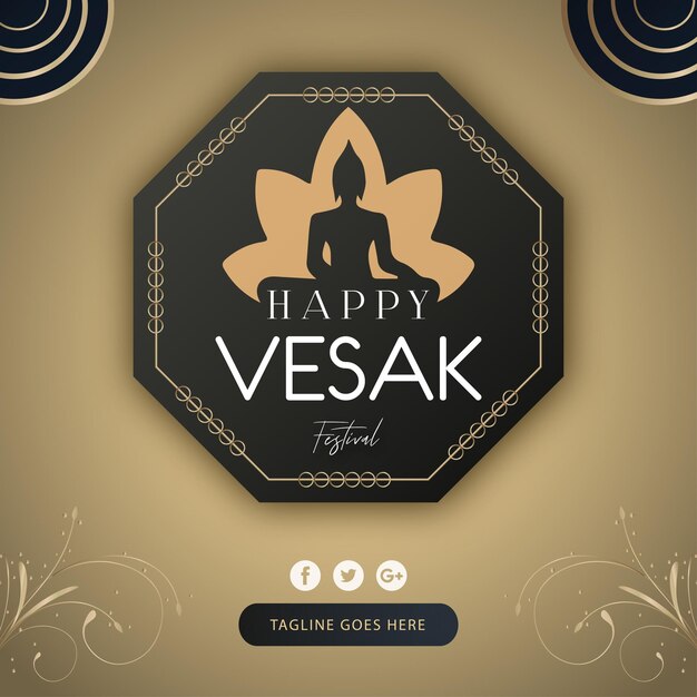 happy vesak greetings beige black background social media design banner
