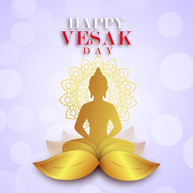 Happy Vesak Greetings Blue Golden Background Social Media Design Banner Free Vector