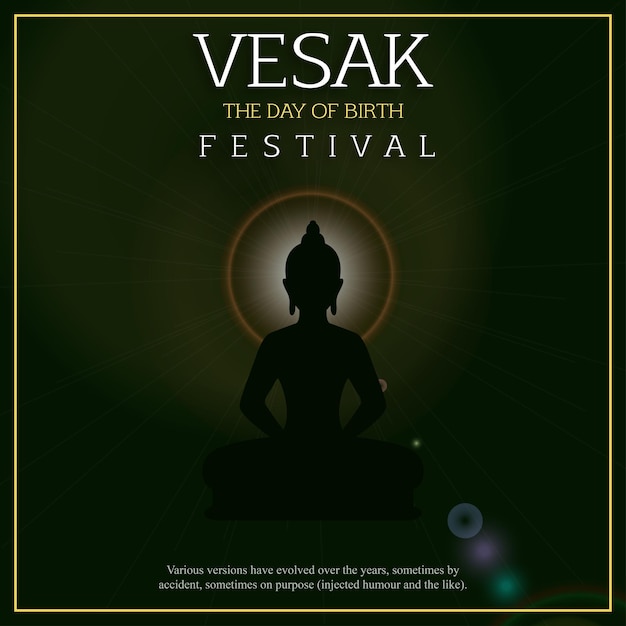 해피 vesak 인사말 녹색 검정색 배경 소셜 미디어 디자인 배너