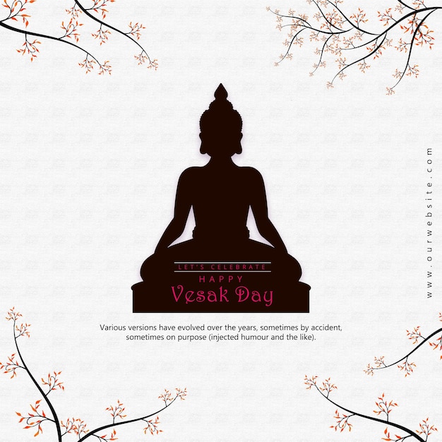 Happy Vesak Greetings Light Grey Black Background Social Media Design Banner Free Vector