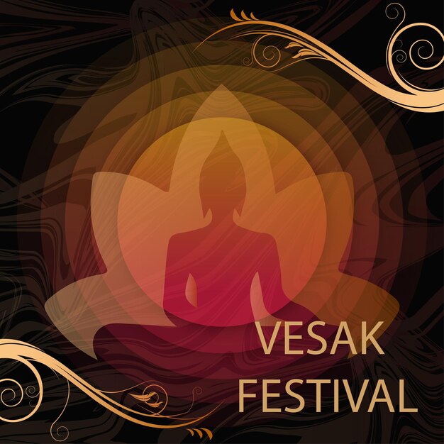 Happy Vesak Greetings Purple Beige Background Social Media Design Banner Free Vector