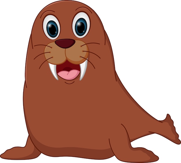 Happy walrus cartoon | Premium Vector