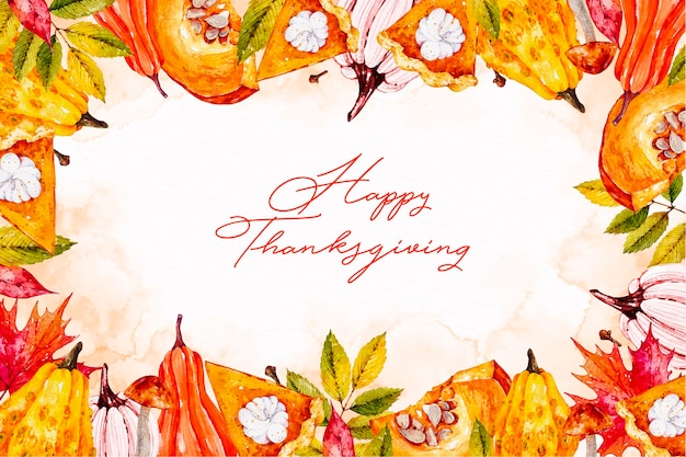 Free vector happy watercolor thanksgiving background