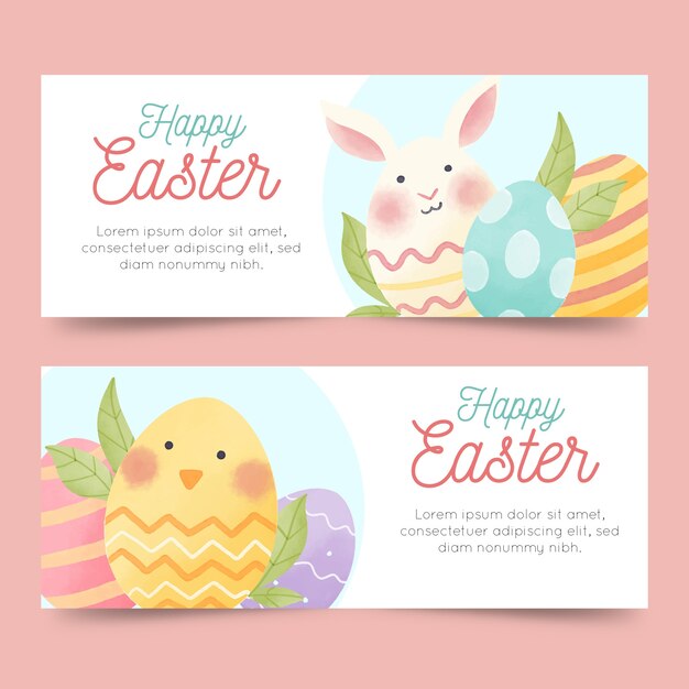 happy  watercolour easter banner template