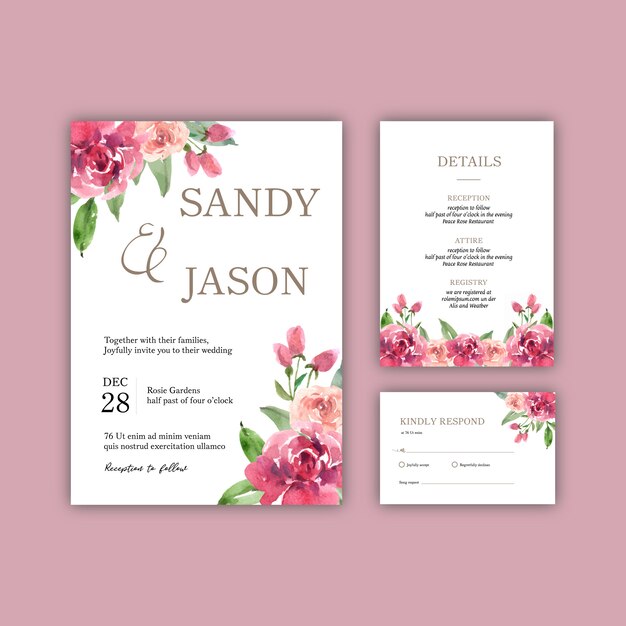 Happy Wedding card floral garden invitation card marriage, rsvp detail.