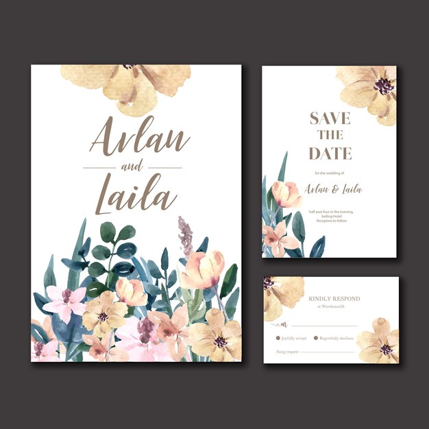 Happy wedding card floral garden invitation card marriage, rsvp detail.