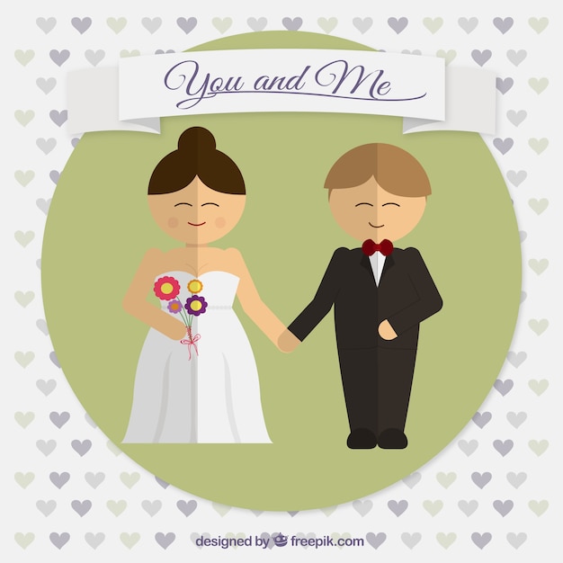 Free vector happy wedding couple in flat design