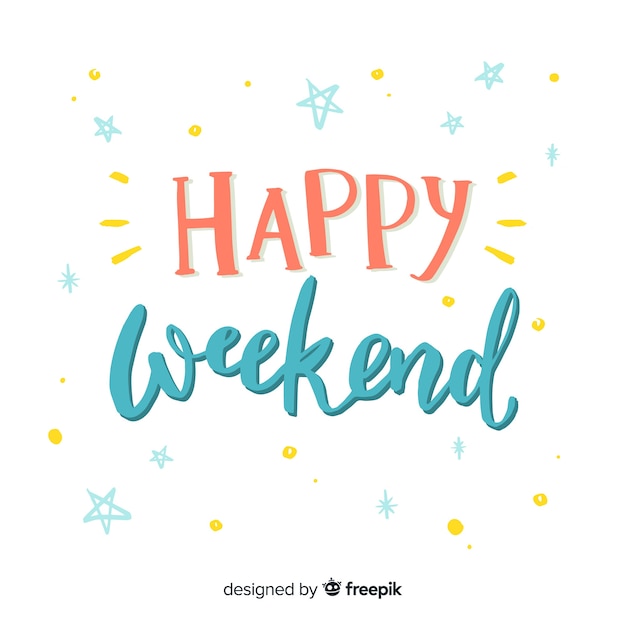 Free vector happy weekend lettering background