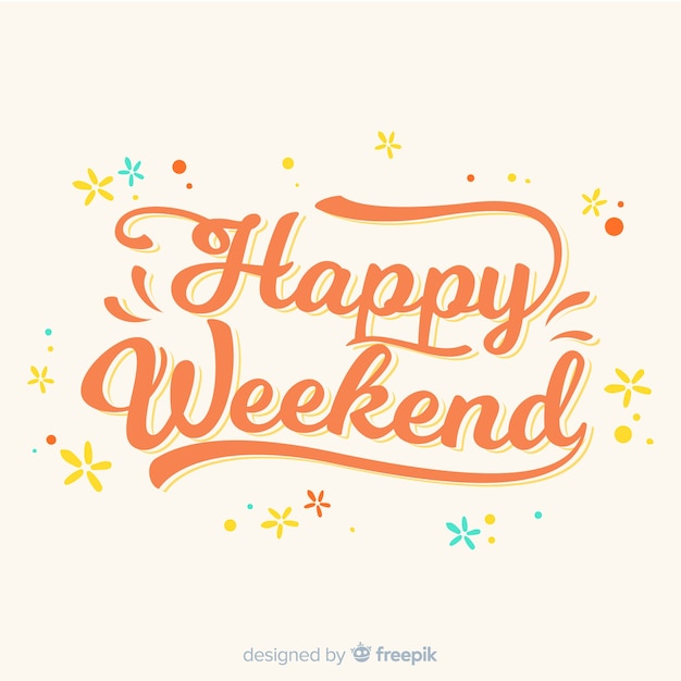 Free vector happy weekend lettering background