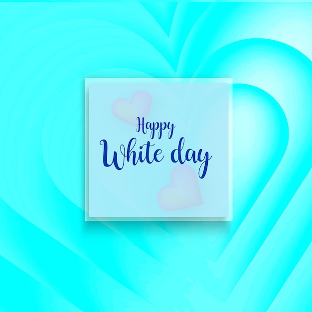 Happy white day greetings blue heart background social media design banner