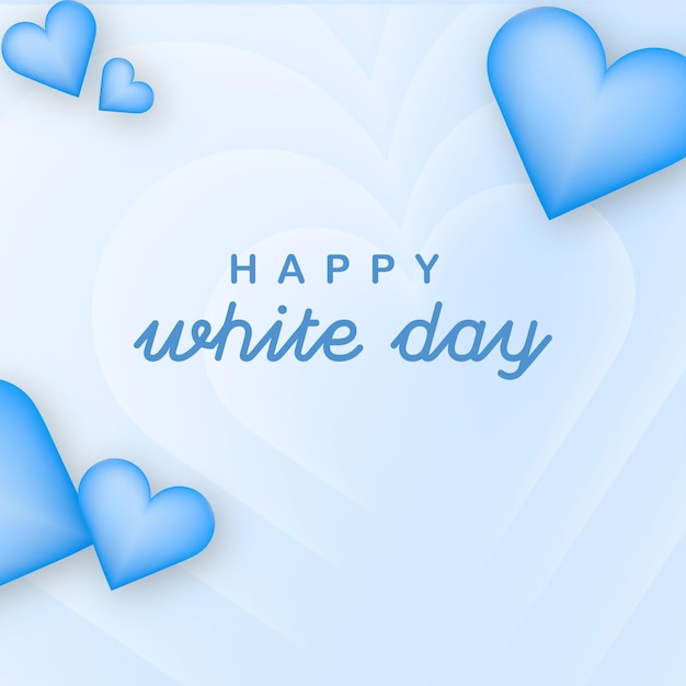 Happy White Day Greetings Blue Hearts White Background Social Media Design Banner