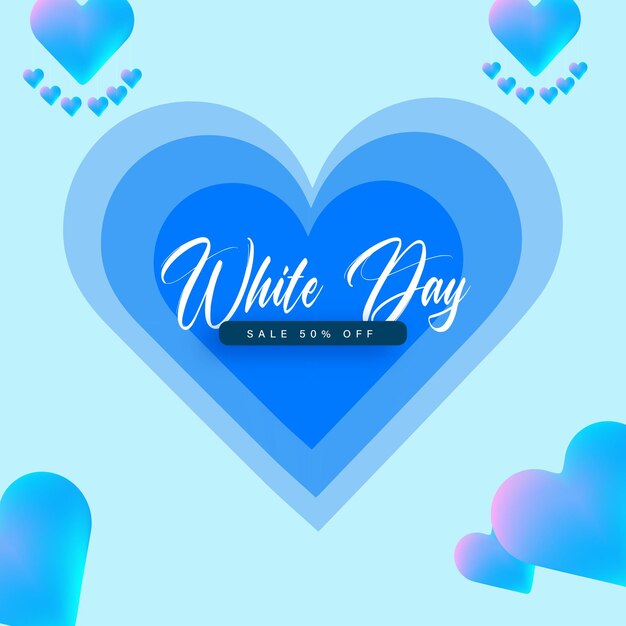 Happy White Day Sale Blue Hearts Background Social Media Design Banner