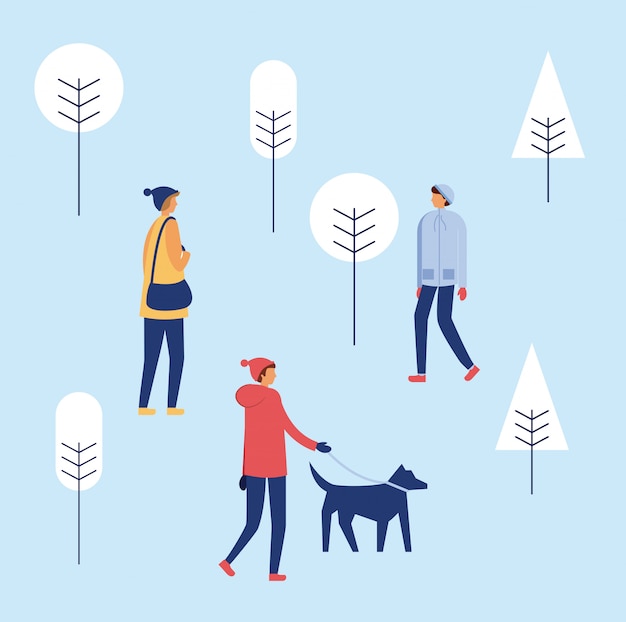 Free vector happy winter people vacation