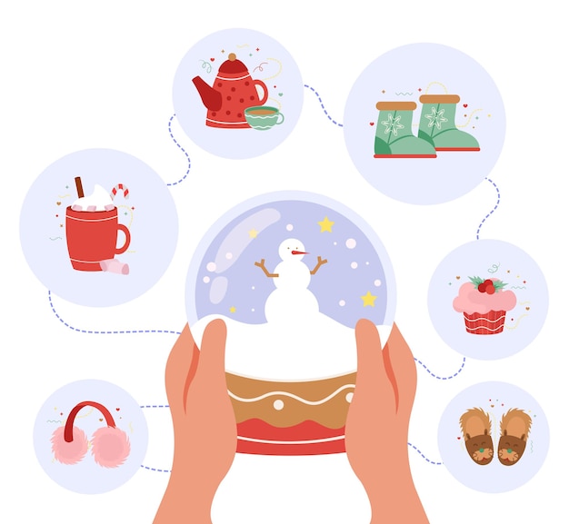 Free vector happy winter round compositions